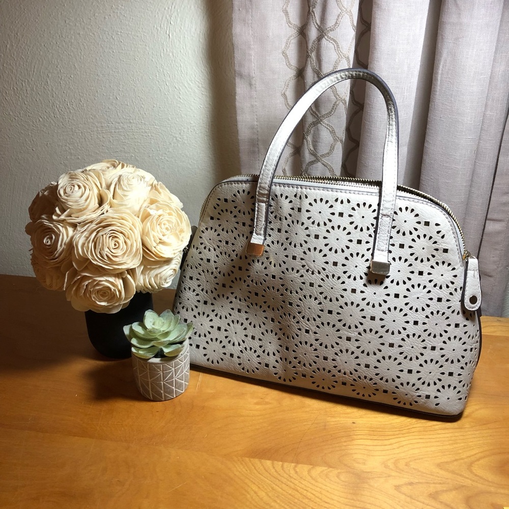Grey perforated Handbag